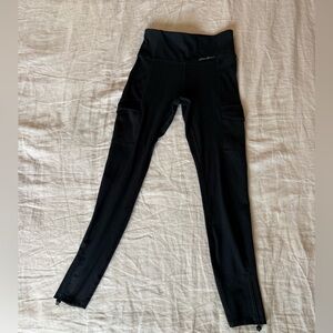Eddie Bauer leggings ribbed cargo pocket trail travel black drawstring size S